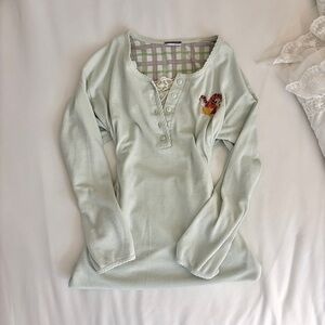 vintage waffle knit grandma long sleeve shirt